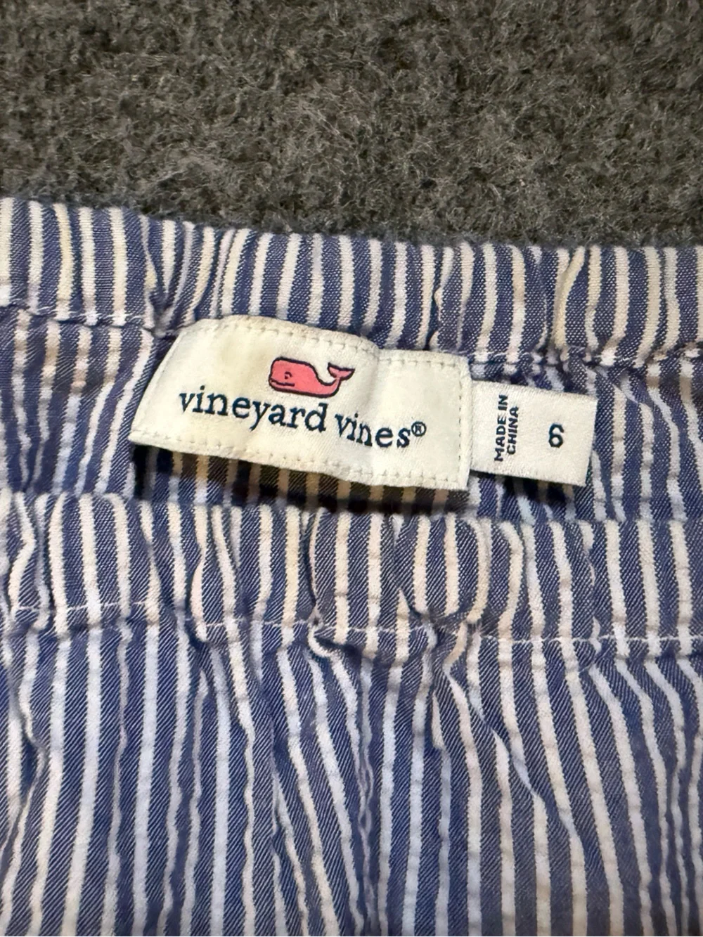 Vineyard Vines Blue White Striped Off-Shoulder Peasant Blouse Size 6